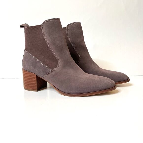 Kiomi Taupe Mocha Tan Pull On Block Heel Suede Ankle Boots Bootie EUR 37/US 6.5 - Picture 5 of 16